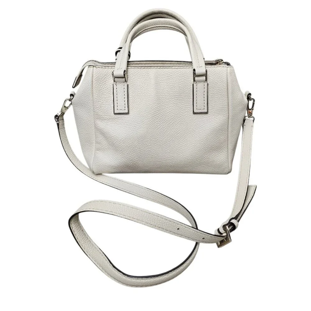Kate Spade Naomi Pebble Leather Small Satchel Off White Tassel Shoulder Bag COA